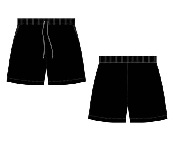 Τεχνικό σκίτσο μαύρο άθλημα σορτσάκια παντελόνι πρότυπο σχεδιασμού. - Διάνυσμα, εικόνα