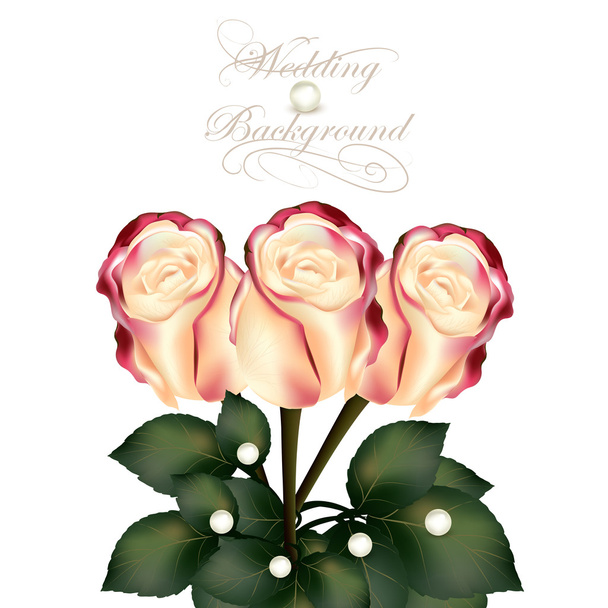 Beautiful beige with pink roses for wedding design - Vetor, Imagem