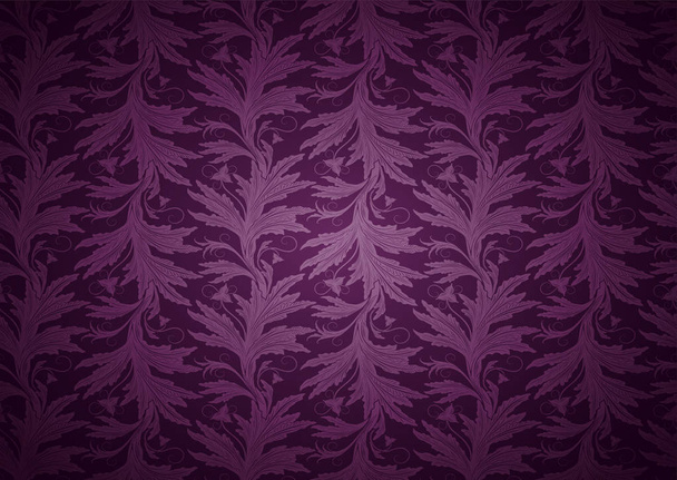 Vintage-Gotik-Hintergrund in dunkelviolett, magenta, amaranthine mit klassischem floralem Barockmuster, Rokoko mit abgedunkelten Rändern, Vektor Folge 10 - Vektor, Bild