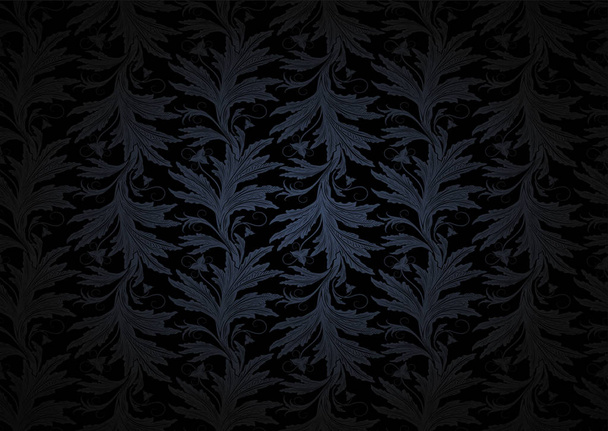 ročník gotického pozadí v tmavě šedé a černé s klasickým květinovým barokním vzorem, Rokoko s tmavými hranami, vektorový EPS 10 - Vektor, obrázek