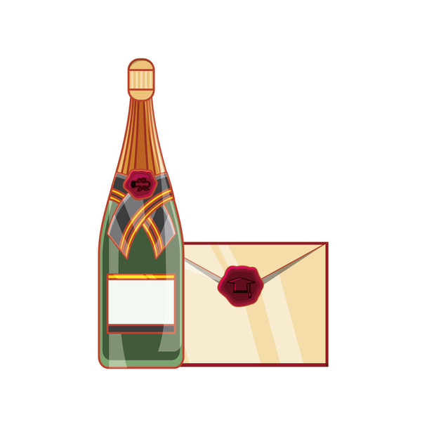 bottle of champagne with card invitation - Vector, Image