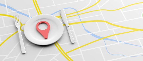 Location marker and place setting on map background. 3d illustration - Photo, Image