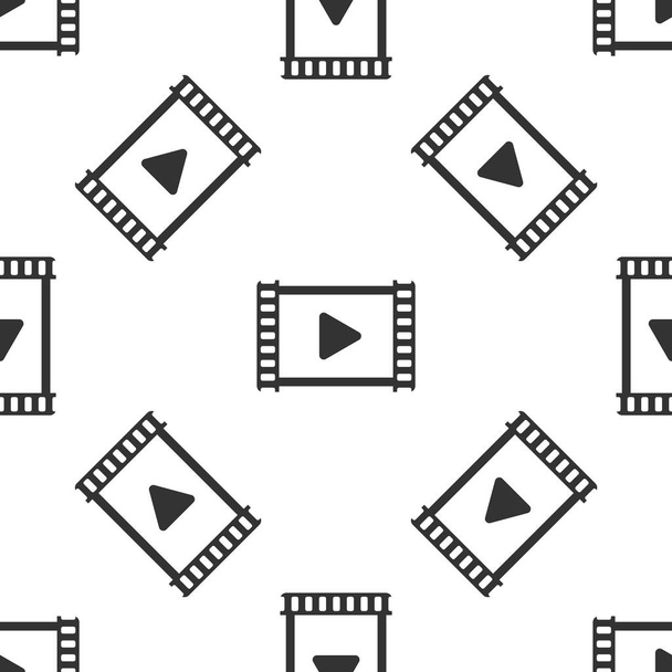 Icône de lecture vidéo grise motif isolé sans couture sur fond blanc. Bande de film avec panneau de jeu. Illustration vectorielle
 - Vecteur, image
