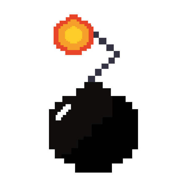 Pixel-Videospiel Bombe Feuer - Vektor, Bild