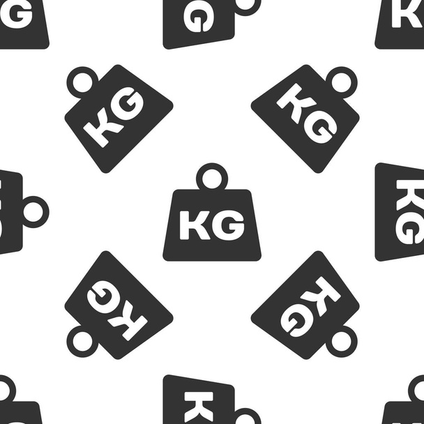 Grey Weight icon isolated seamless pattern on white background. Kilogram weight block for weight lifting and scale. Mass symbol. Vector Illustration - Vector, Image