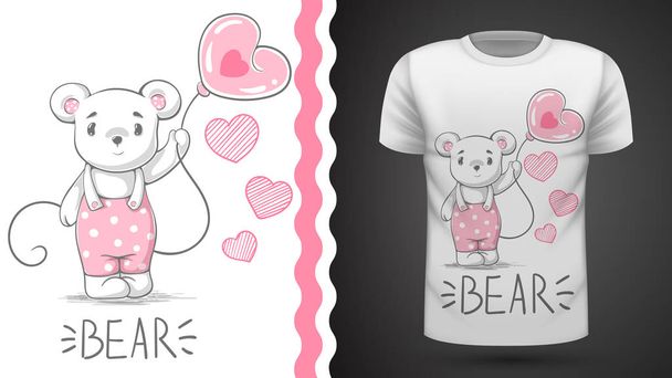 Niedlicher Bär - Idee für Print-T-Shirt. - Vektor, Bild