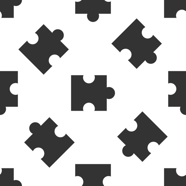 Grey Piece of puzzle icon isolated seamless pattern on white background. Modern flat, business, marketing, finance, internet concept. Vector Illustration - Vector, Image