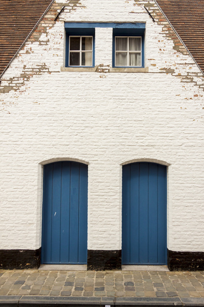 Two blue wooden door - Brugge, Belgium. - Foto, immagini