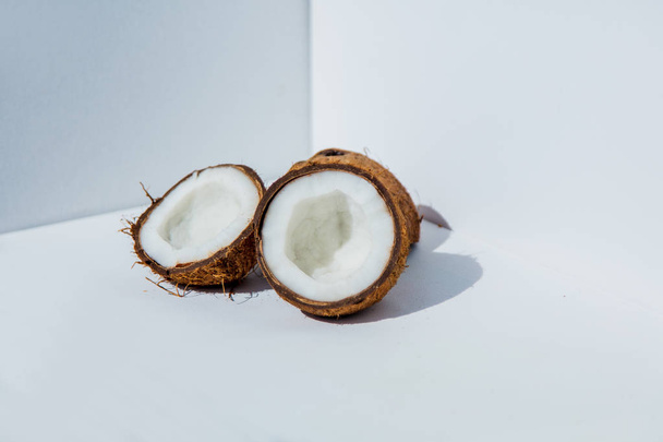 Fresh cocnuts on white background. - Foto, afbeelding