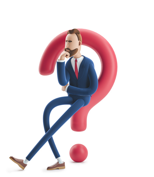 3d illustration. Businessman Billy looking for a solution - Photo, Image