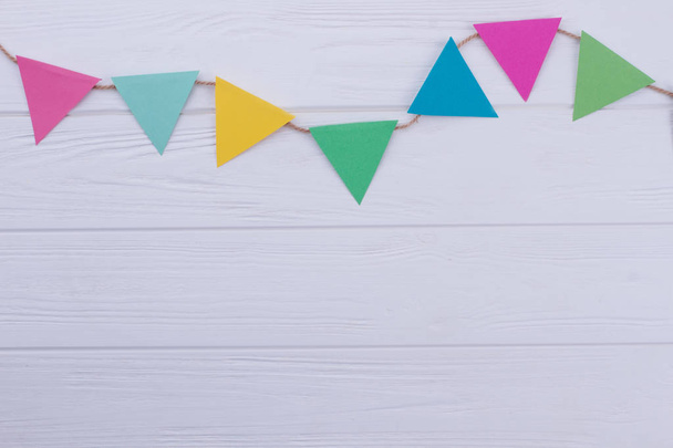 Colorful paper flags for Birthday party celebration. - Foto, imagen