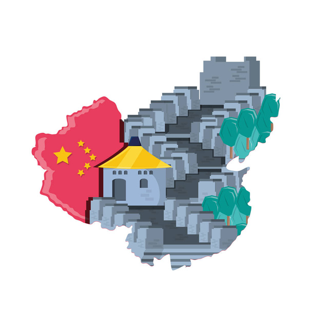 chinese wall isolated icon - Vector, Image