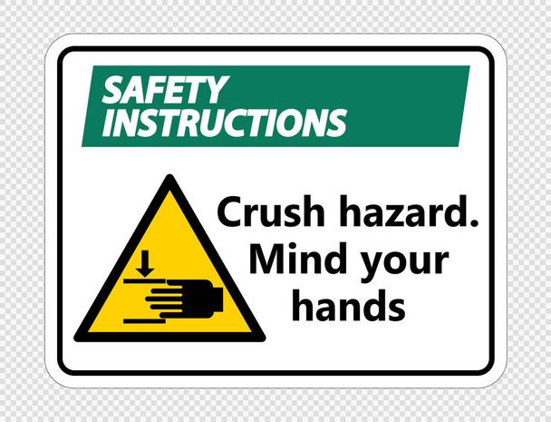 Οδηγίες ασφάλειας συντρίβουν τον κίνδυνο. Πρόσεχε τα χέρια σου. είσοδος σε διαφανές φόντο, απεικόνιση διανυσματικών φορέων - Διάνυσμα, εικόνα