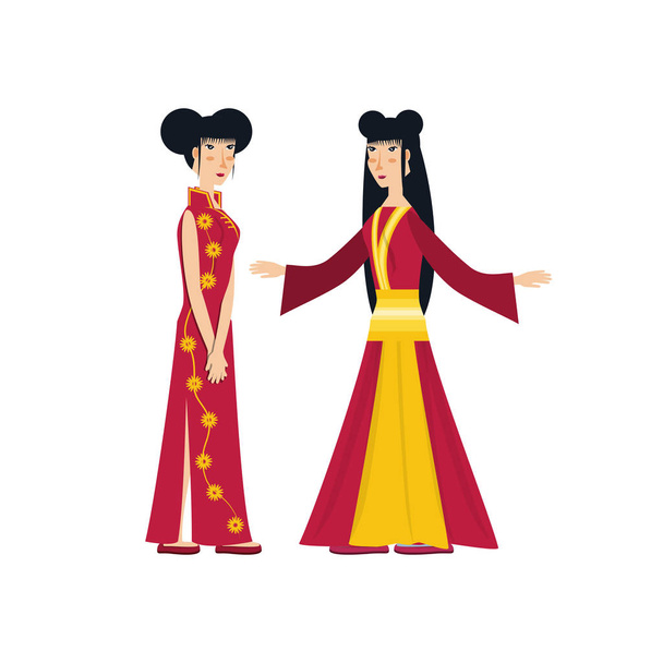 grupo de mujeres carácter avatar chino
 - Vector, imagen