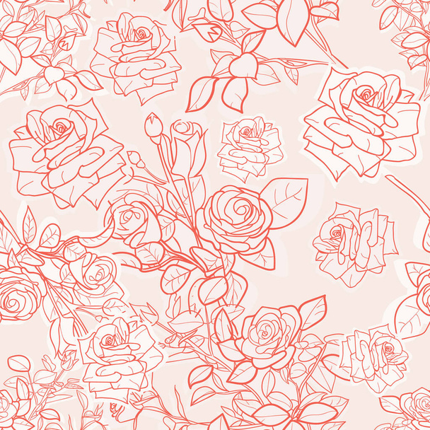 Modern rose flowers seamless pattern design - Vector, Image