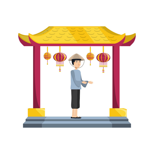 kiinalainen portaali mies talonpoika
 - Vektori, kuva