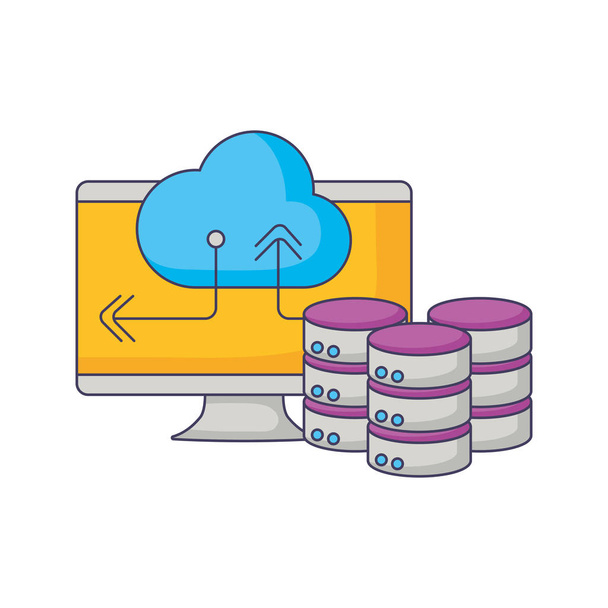 database  server storage computer cloud computing - Vector, Image