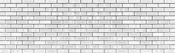 Panorama z białej cegły ściany tekstury i tła bez szwu - Zdjęcie, obraz