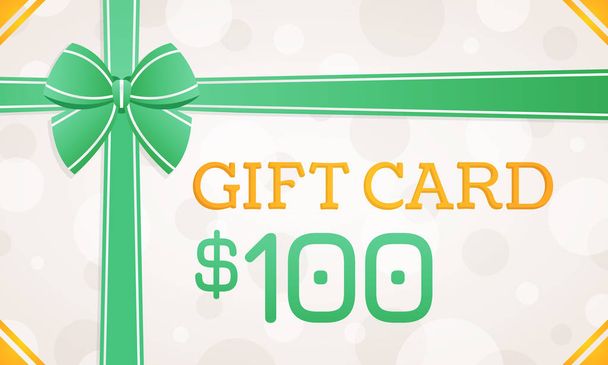 Gift Card, gift voucher - 100 dollars - Vector, Image