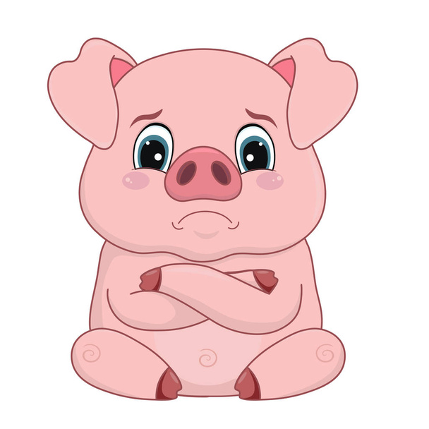 Cartone animato maiale con offeso volto sconvolto, emozione, elemento di design
. - Vettoriali, immagini