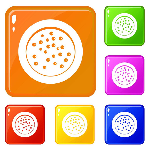 Peppercorns on a plate icons set vector color - Vettoriali, immagini