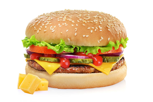 Classic cheeseburger isolated on white - Foto, imagen
