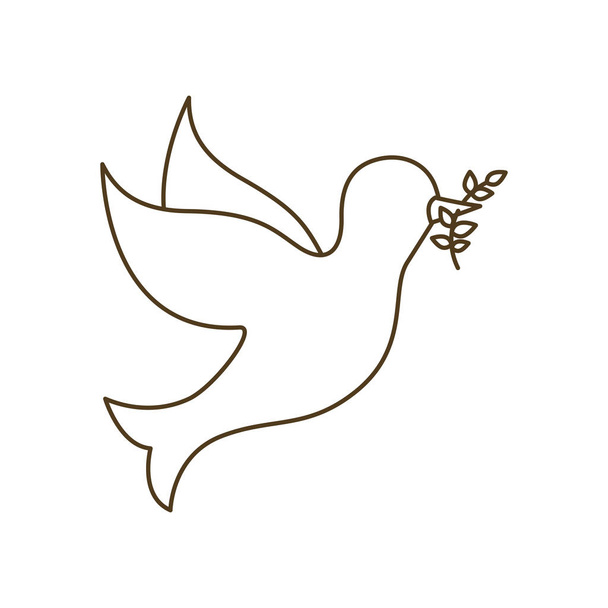 pigeon with branch in its beak - Vector, Image