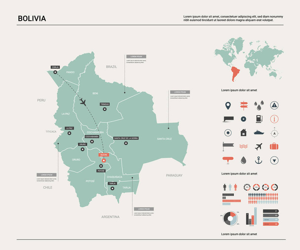 Mapa wektorowa Boliwia - Wektor, obraz