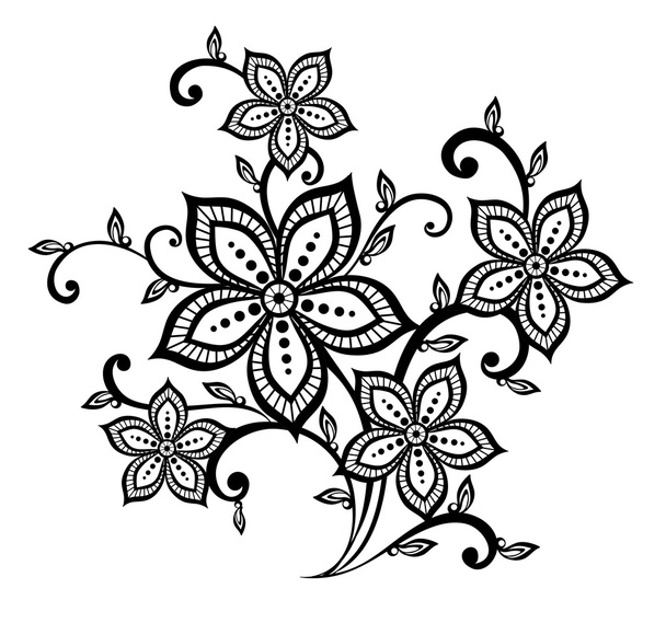 beau motif floral noir et blanc élément de conception
 - Vecteur, image