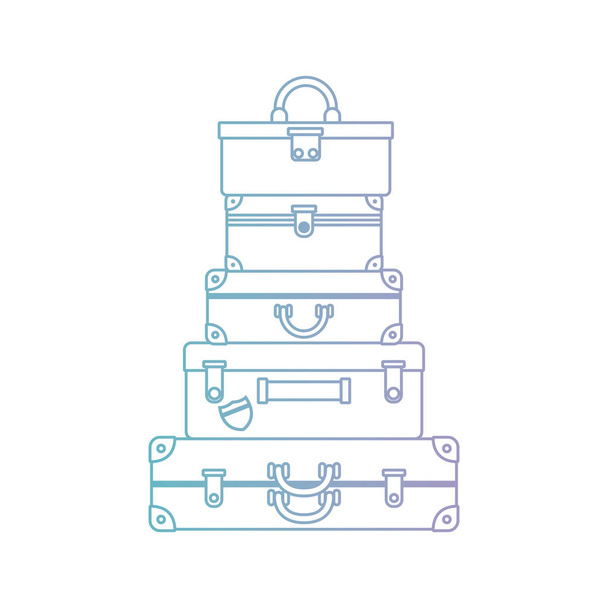 suitcases bags pile isolated icon - Vector, Image