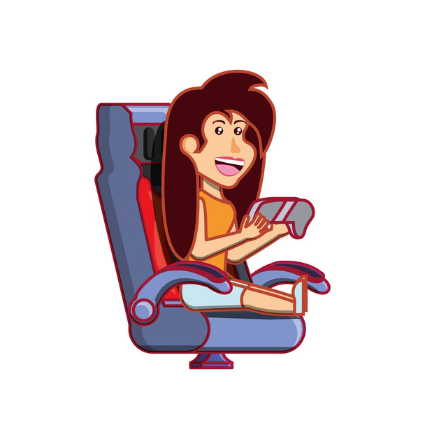 girl sitting playing video game - Vector, Image