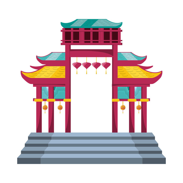 chinese portal isolated icon - Vektor, Bild