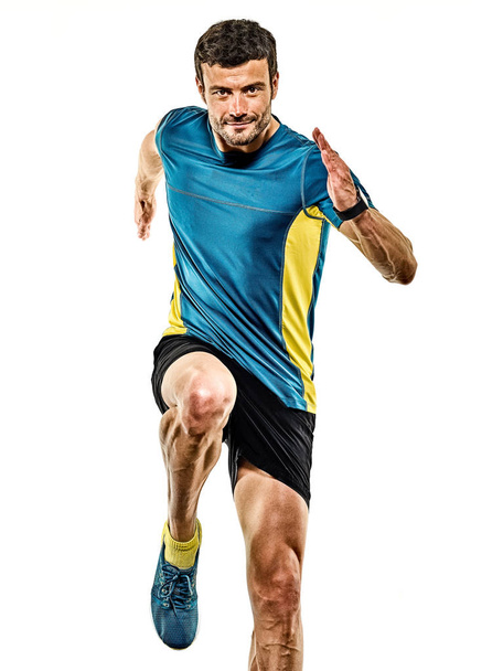 mature man running runner jogging jogger isolated white background - Foto, immagini