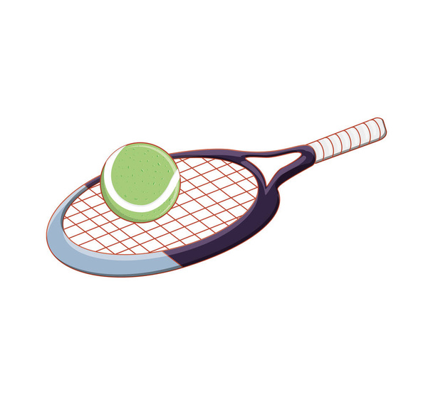テニスが孤立したアイコンのボールを持つラケット - ベクター画像