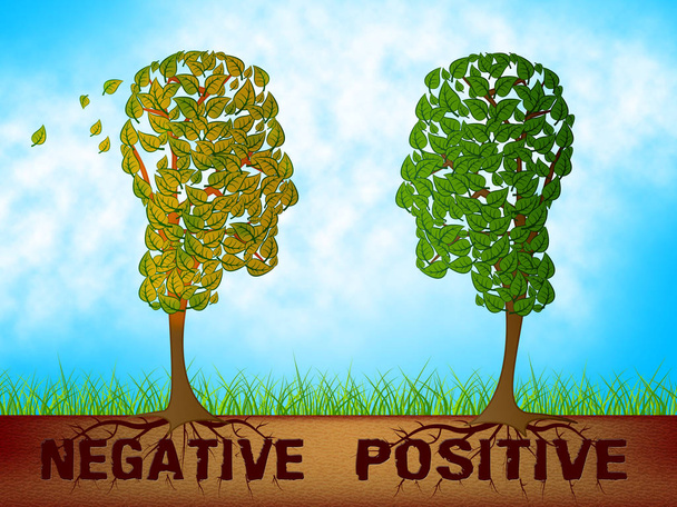 Palabras positivas versus negativas que representan el estado reflexivo de Min
 - Foto, Imagen