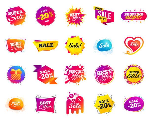 Sale banner. Special offer template tags. Cyber monday sale discount. Black friday shopping icons. Best ultimate offer badge. Super shopping discount icons. Mega banners set vector - Vector, Image