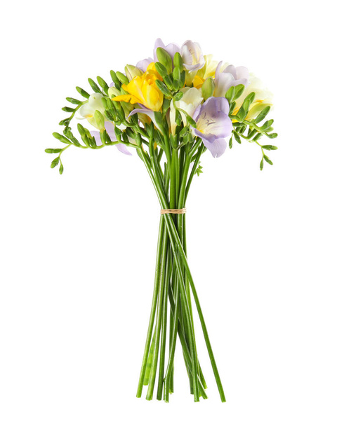 Bouquet of fresh freesia flowers isolated on white - Photo, Image