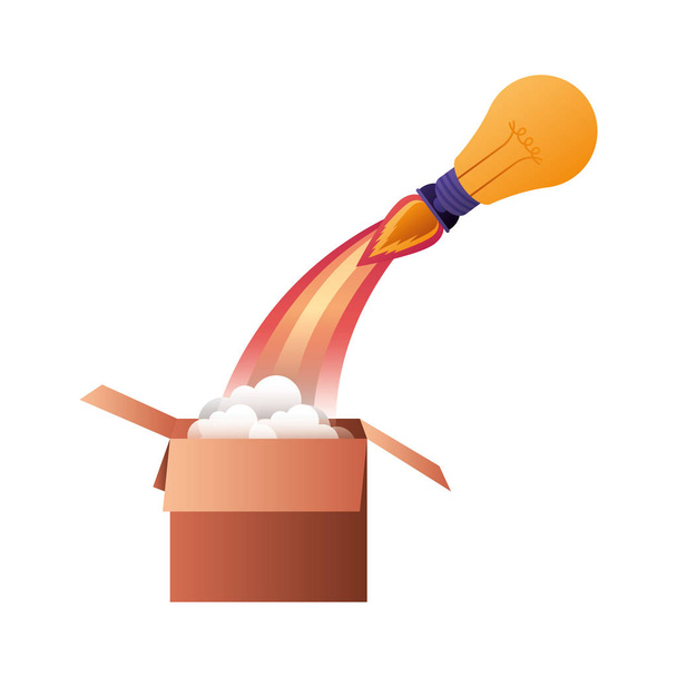 light bulb with rocket isolated icon - Vector, Imagen