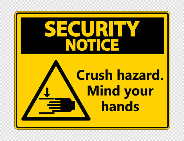 Biztonsági közlemény összetörni veszély. Mind a kezed jelentkezzen átlátszó háttér, vektoros illusztráció - Vektor, kép