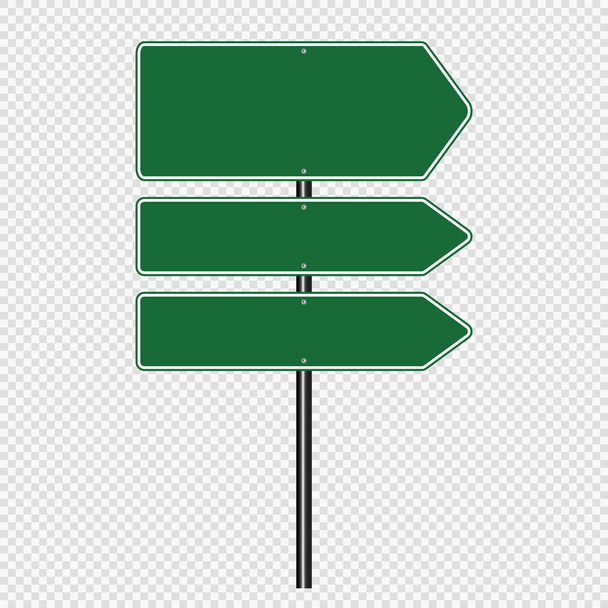 緑の交通標識、透明な背景に隔離された道路のボードの看板、ベクトルイラスト - ベクター画像