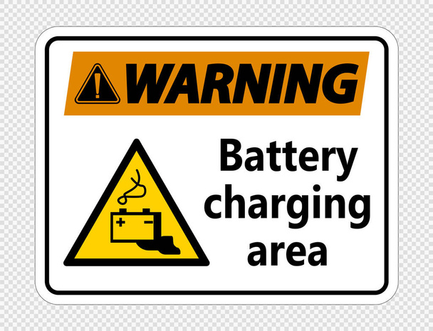 Warning battery charging area Sign on transparent background,Vector illustration - Vector, Image