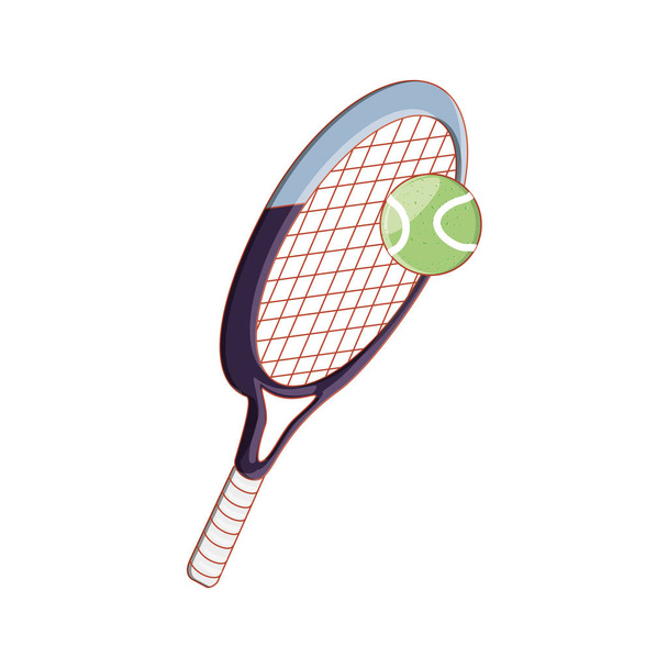 Schläger mit Tennisball isoliert Ikone - Vektor, Bild