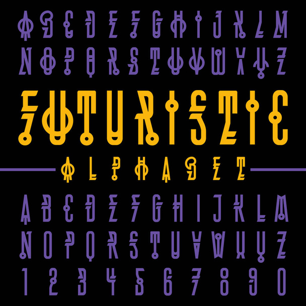 Vector of modern futuristic font and alphabet. Typography for labels, headlines, posters  - ベクター画像