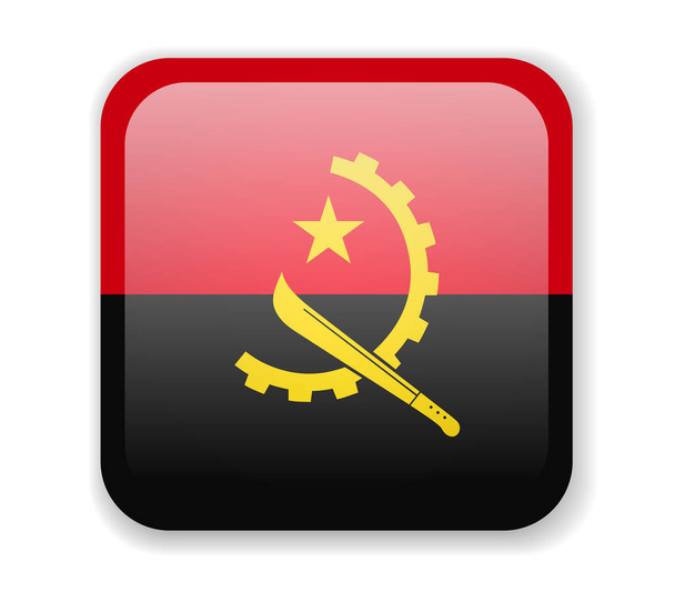 Bandiera Angola luminosa icona quadrata su sfondo bianco
 - Vettoriali, immagini