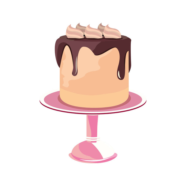 birthday cake stand on white background - Vecteur, image
