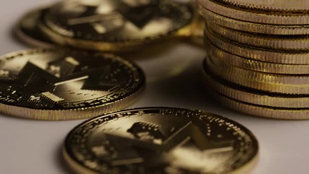 Rotating shot of Bitcoins digital cryptocurrency - BITCOIN MONERO - Footage, Video