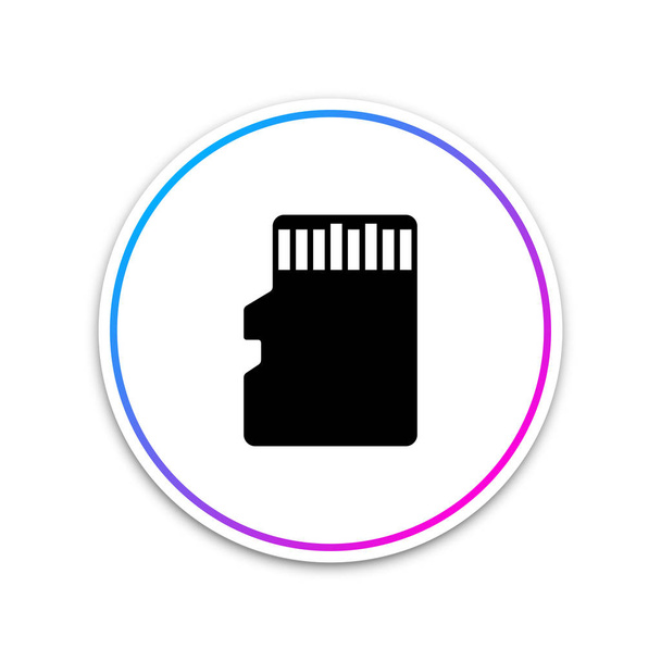 Icono de tarjeta de memoria Micro SD aislado sobre fondo blanco. Círculo botón blanco. Ilustración vectorial
 - Vector, Imagen