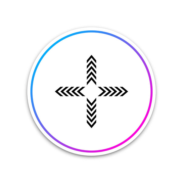 Flèches dans quatre directions icône isolée sur fond blanc. Cercle bouton blanc. Illustration vectorielle
 - Vecteur, image