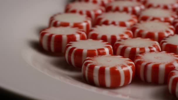 Rotating shot of peppermint candies - Footage, Video