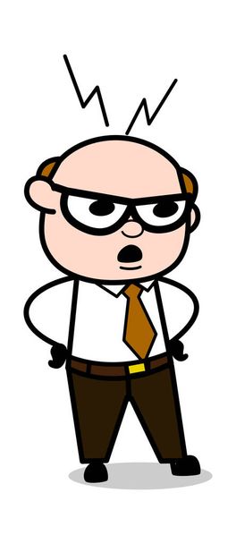 Scolding to Workers - Retro Cartoon Office old Boss Man Vector I - Vector, Image